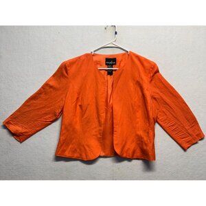 Orange Open-Front Cropped Blazer Size 12 Positive Attitude Womens Jacket